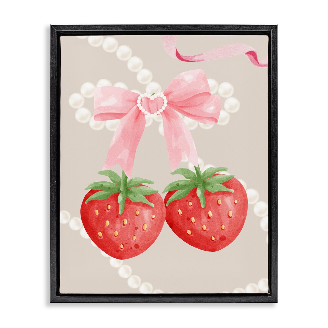 Stupell Industries Feminine Strawberry Pearls Floating Frame, design by Jesse Keith